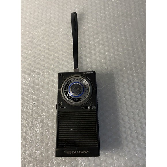 Vintage Realistic Portavision FM/TV Radio Shack Model 12-612 Black Tested/works! - Picture 1 of 16